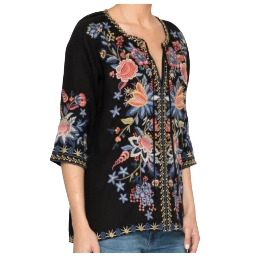 Johnny Was Collection Tiwa Embroidered Peasant Blouse - Size M‎